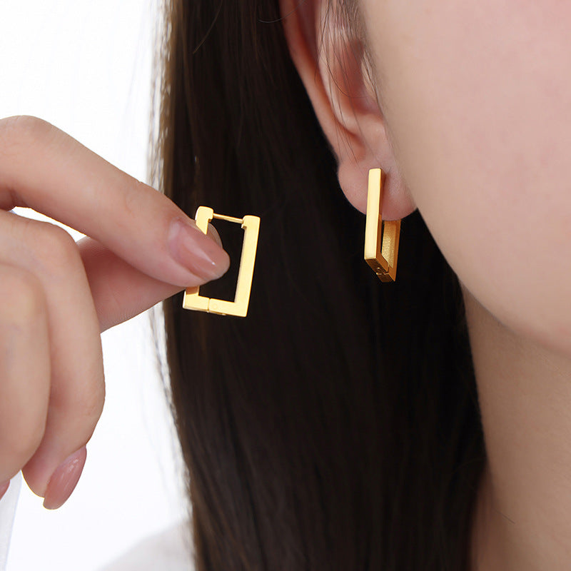 Geometry-inspired Titanium Gold-Plated Earrings with a Modern Twist