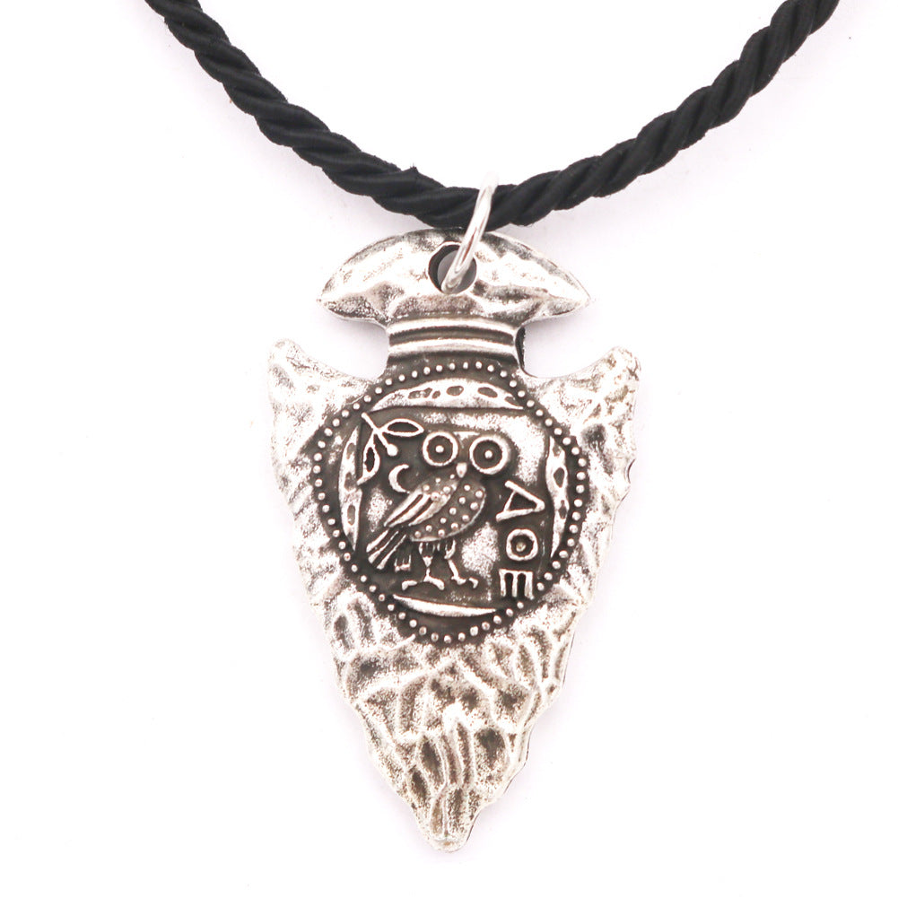 Viking Odin Crow Necklace - Hammer Alloy Pendant with Rune Details