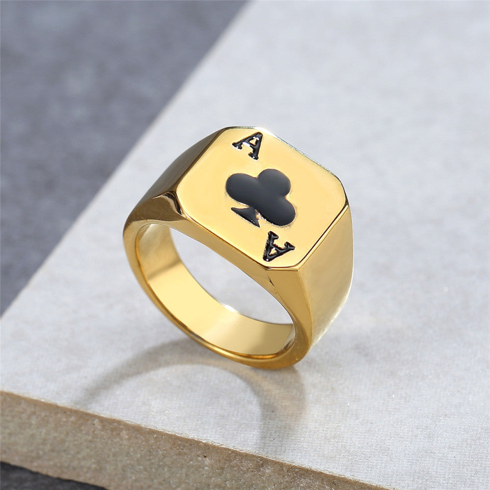 Men's Titanium Steel Playing Card Ring