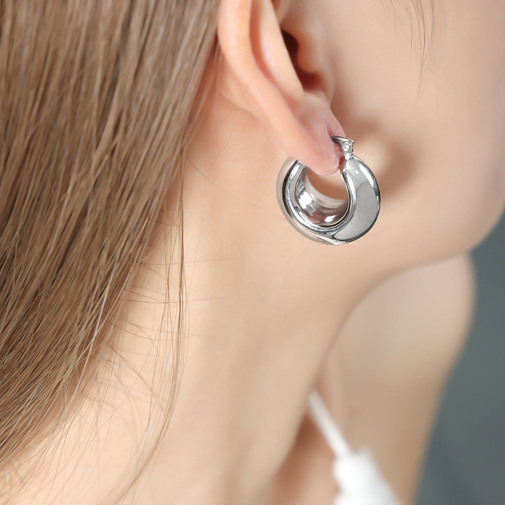 Exquisite U-Shaped Titanium Steel Earrings with Unique Niche Design