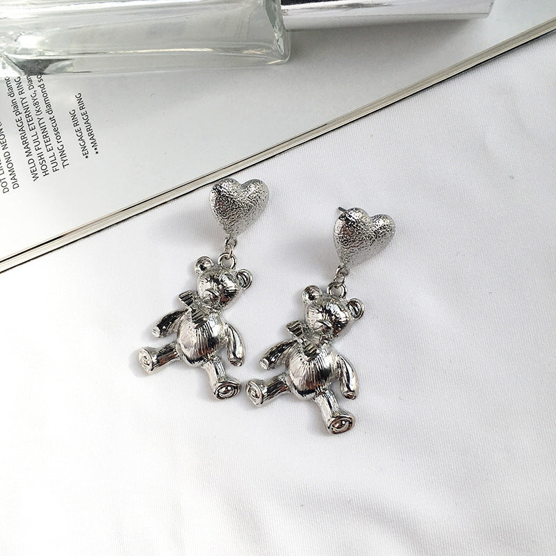 Alloy Love Bear Earrings: Effortlessly Stylish Cross-Border Fashion Accessories