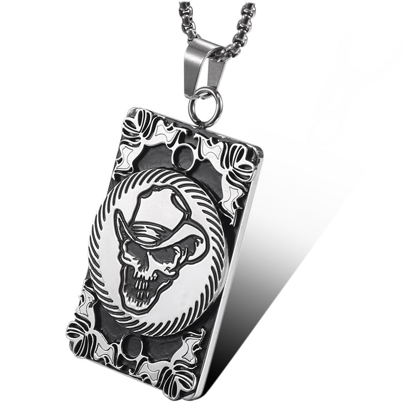 Personalized Retro Men's Skull Pendant in Titanium Steel - European and American Fashion Tag Jewelry