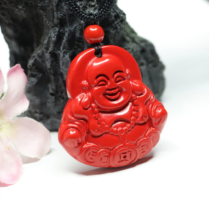 Cinnabar Maitreya Buddha Pendant Red Sand Money Buddha Pendant