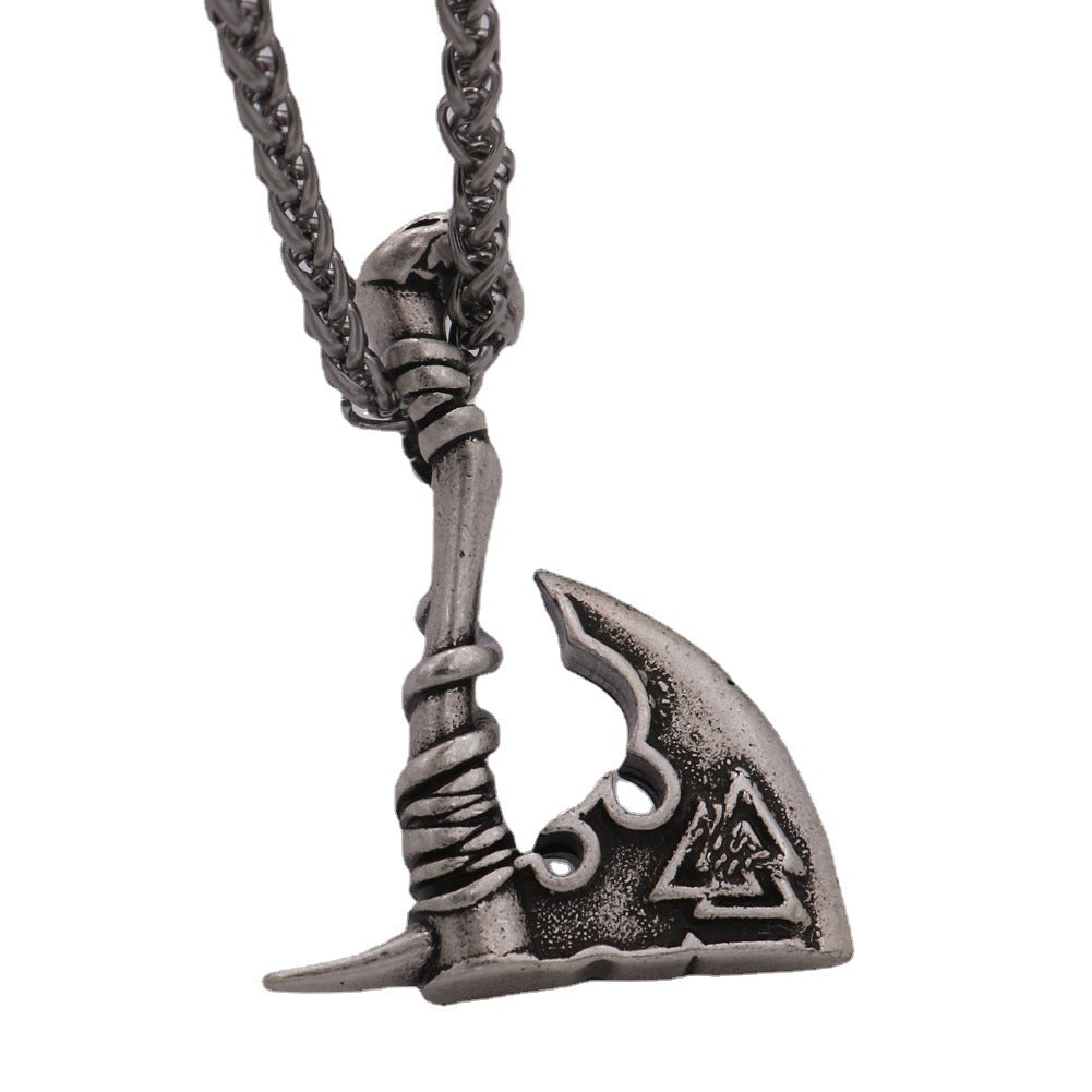 Norse Legacy Titanium Steel Viking Axe Pendant Necklace