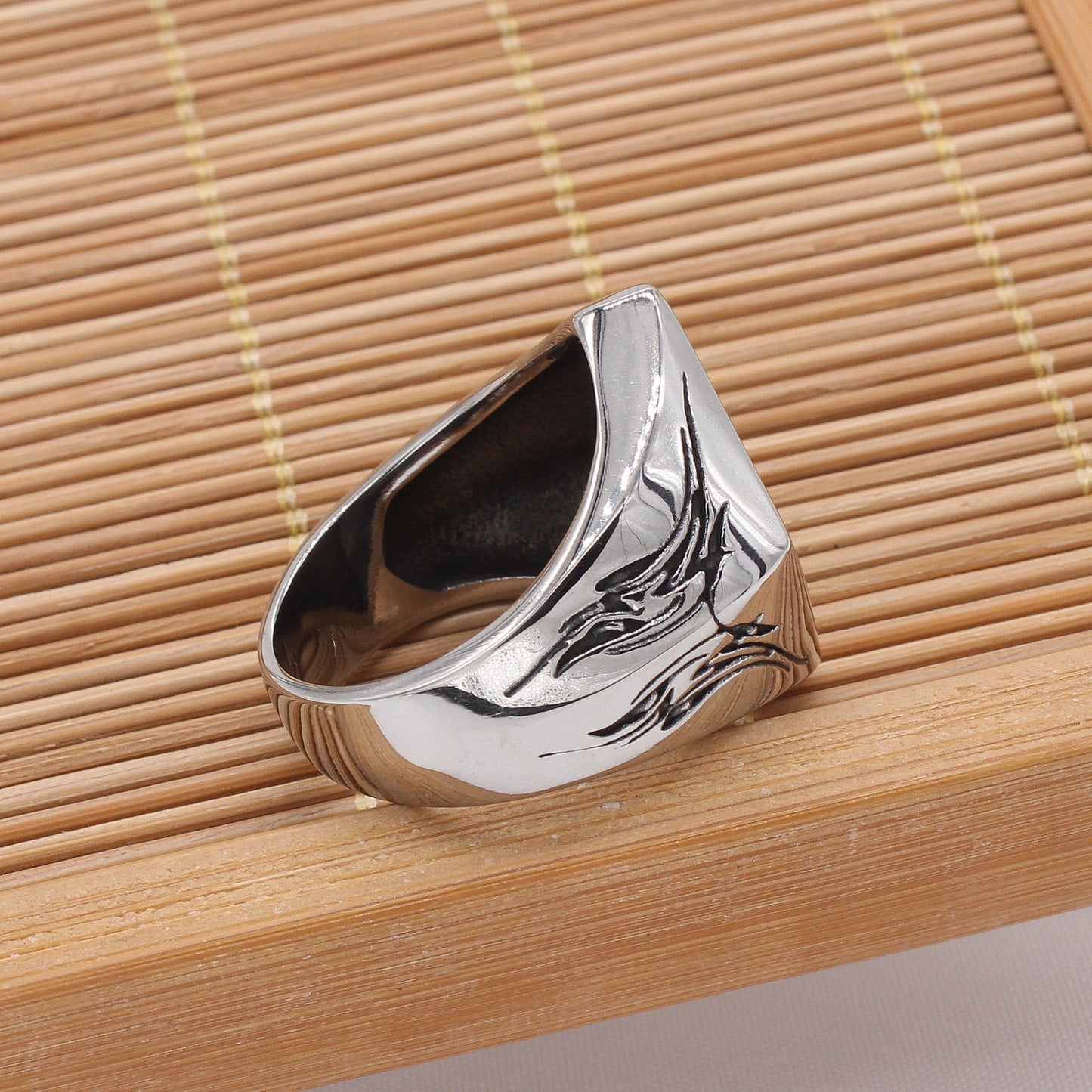 Retro Punk Gothic Men's Titanium Steel Ring with Unique Personalized Design