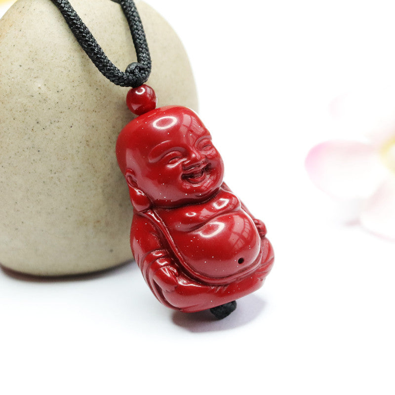 Purple Gold Sand Buddha Lord Pendant Jewelry with Cinnabar Stone