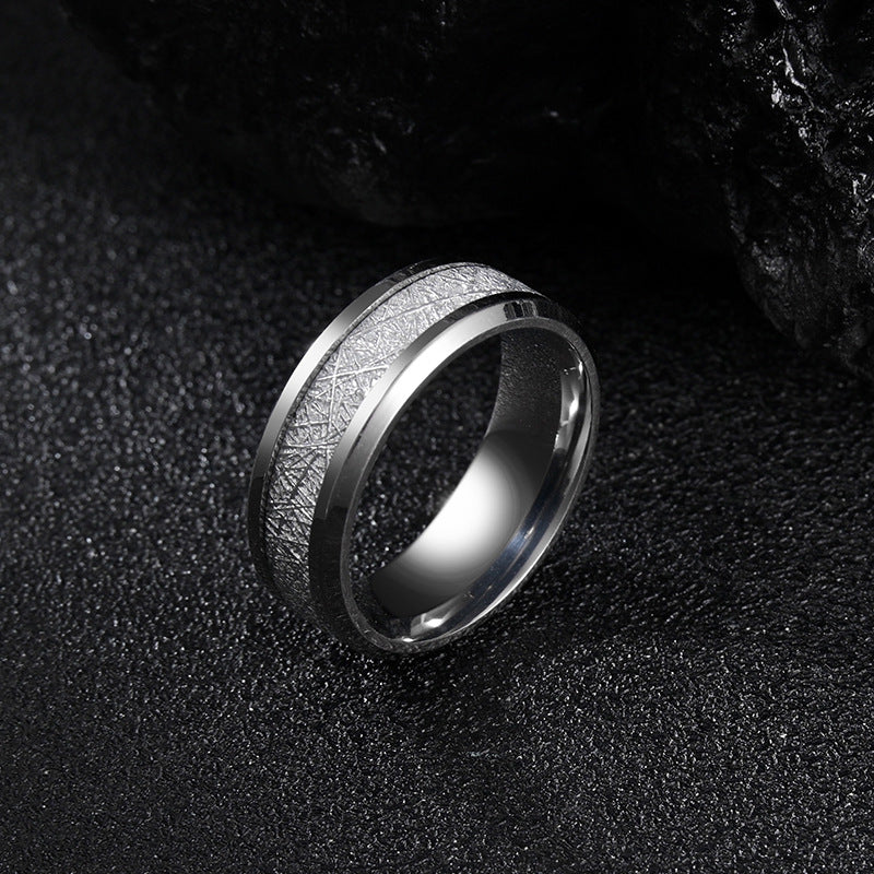 Frosty Titanium Steel Men's Ring with Ice Silk Detail - Live Jewelry Wholesale Show for Men