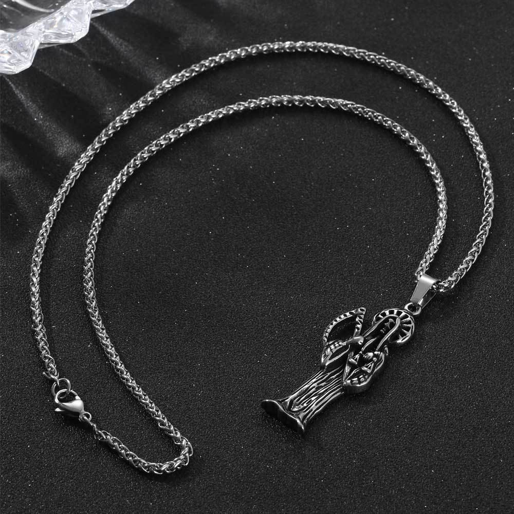 Titanium Steel Vintage Sickle Reaper Pendant Necklace for Men - Hip Hop Rock Style