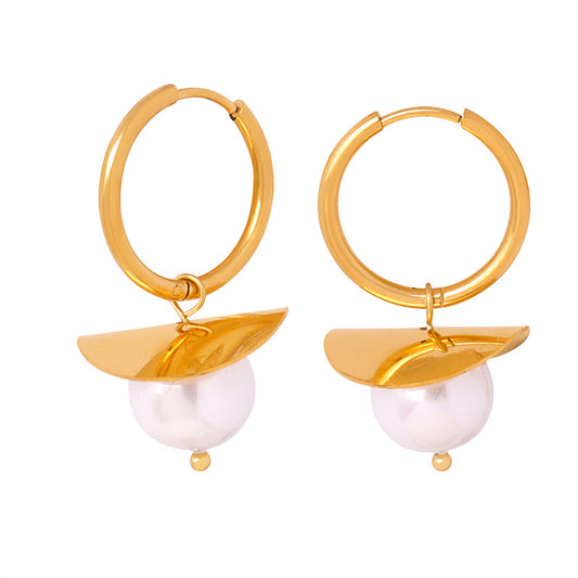 Fashionable Titanium Steel Gold Bead Earrings for a Chic Look