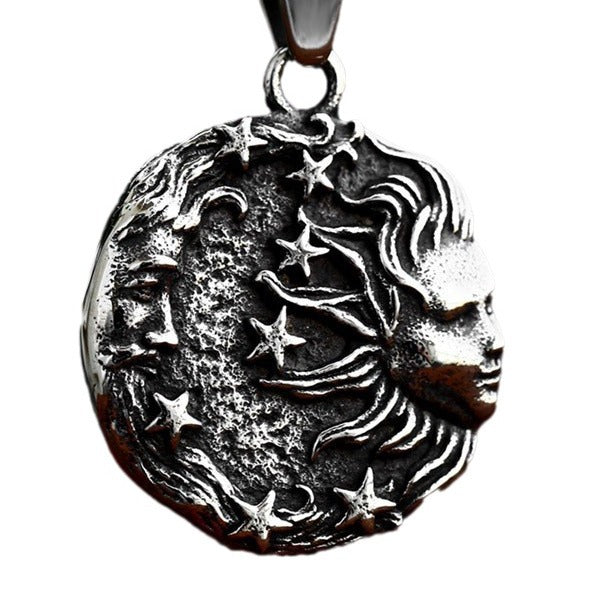 Wholesale Greek Mythology-Inspired Stainless Steel Face Pendant Jewelry for Men - Retro Titanium Steel Design