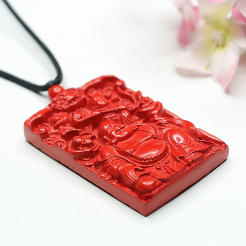 Vermilion Sand Maitreya Buddha Pendant - Symbol of Peace and Prosperity