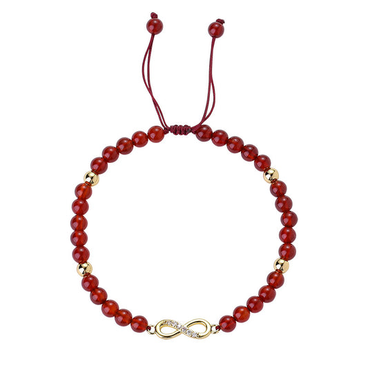 Elegant Handcrafted Natural Red Agate Bead Bracelet with Sterling Silver Accents