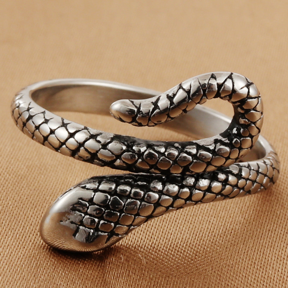 Retro Titanium Steel Snake Ring for Men - Personalized Trendy Animal Accessory