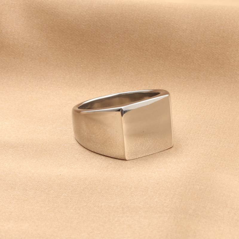 Stylish Titanium Steel Square Ring for Men - Retro Trendy Accessories