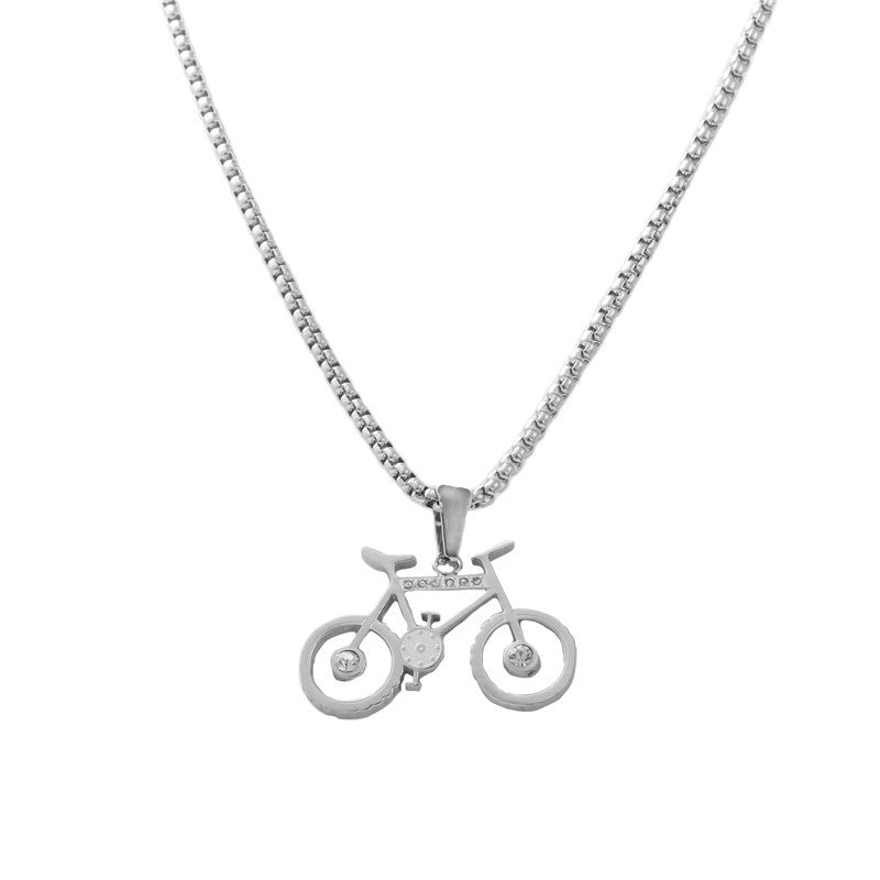 Trendy Titanium Steel Bicycle Pendant Necklace for Men - Retro Scooter Design