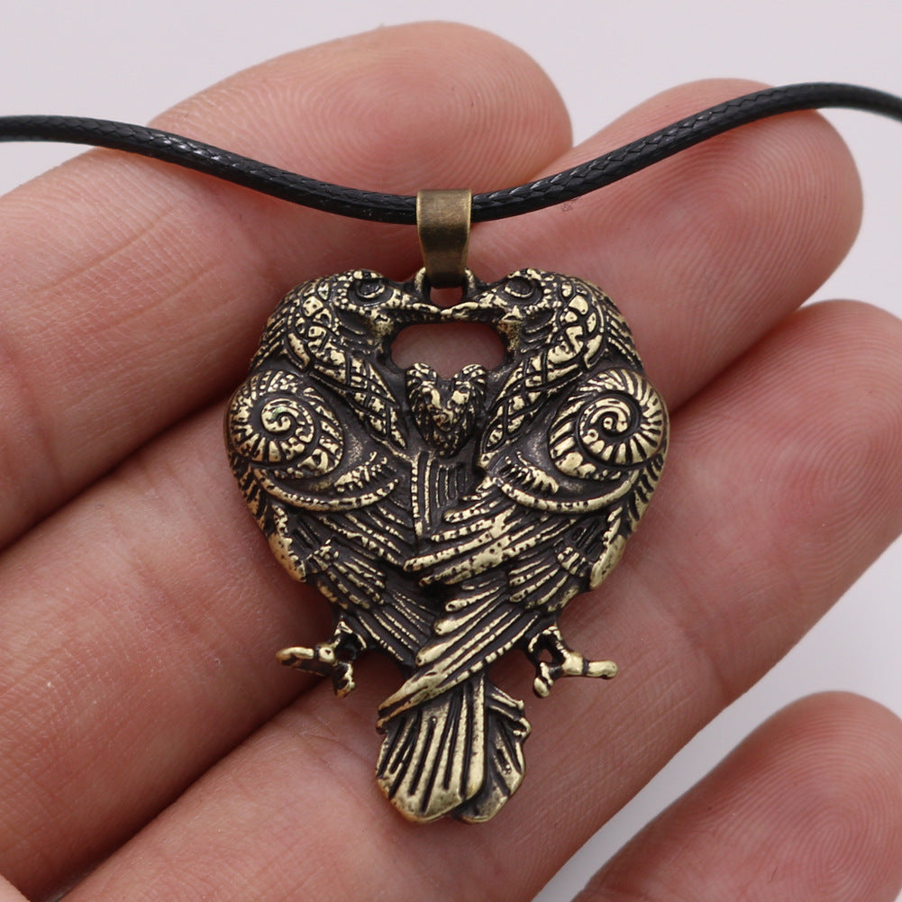 Mystical Odin Crow Alloy Necklace from Planderful's Norse Legacy Collection