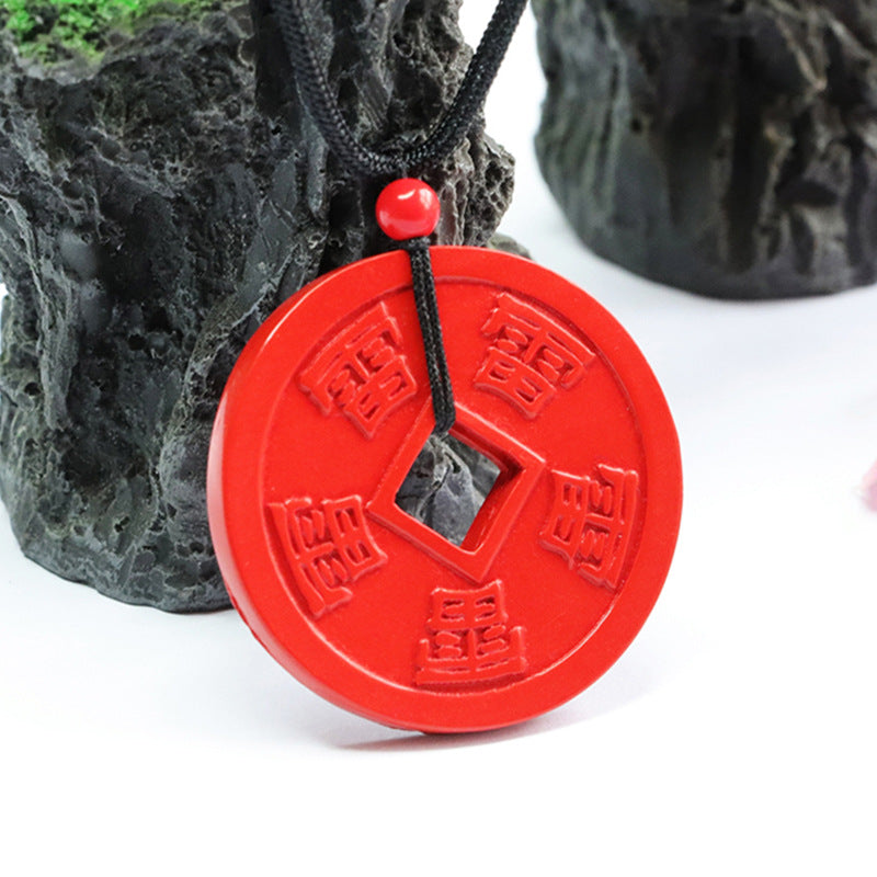 Protective Red Sand Vermilion Pendant with Cinnabar Stone