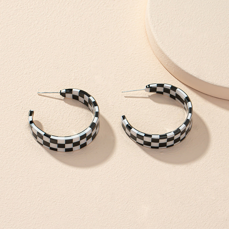 Chic Acrylic Checkerboard Earrings - Vienna Verve Collection