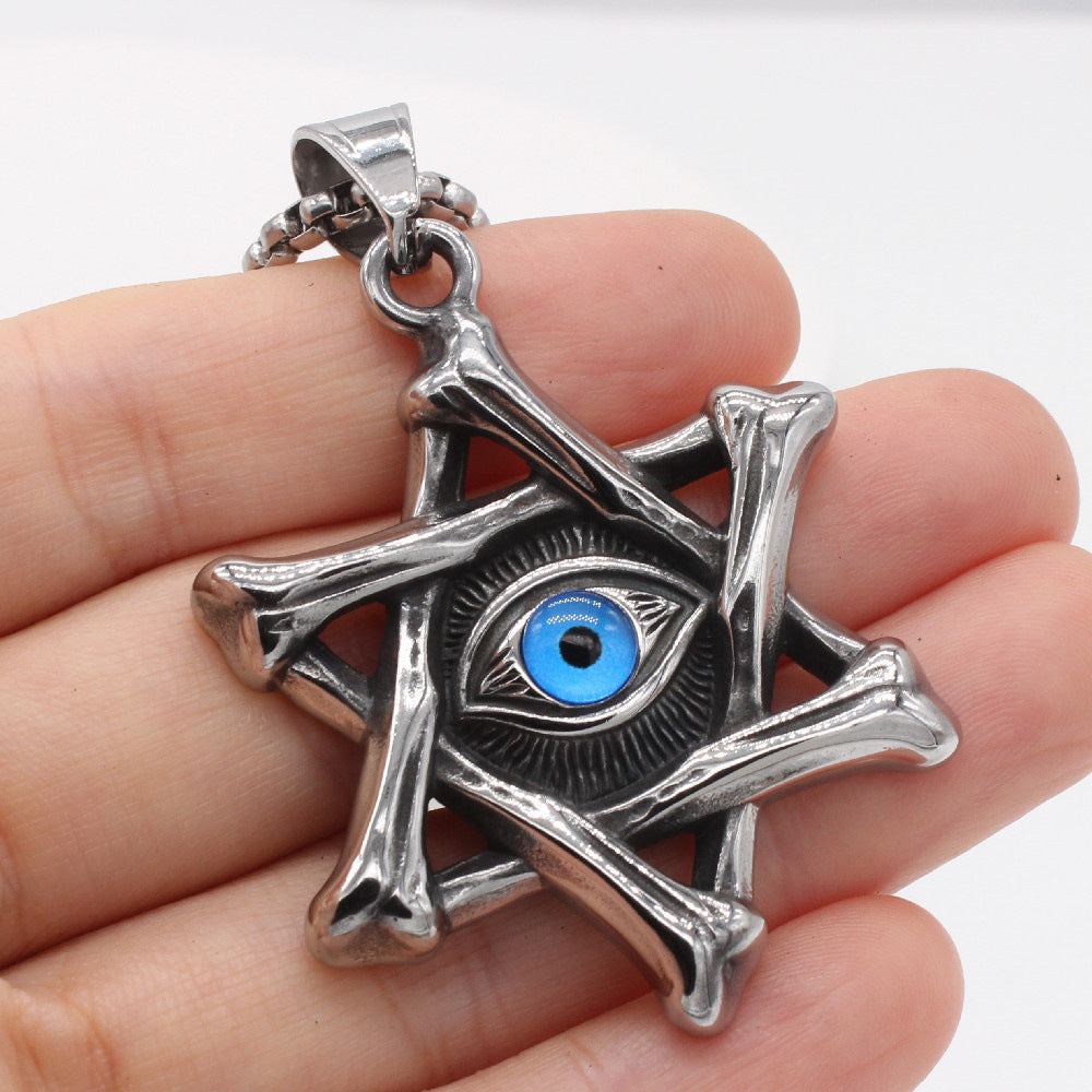 Demon Eye Hexagonal Star Titanium Steel Pendant for Men