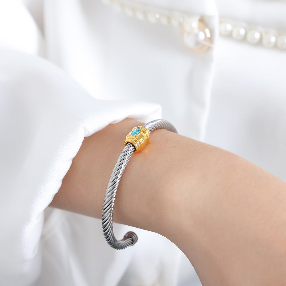 Zircon Accent Titanium Bracelet for Stylish Women