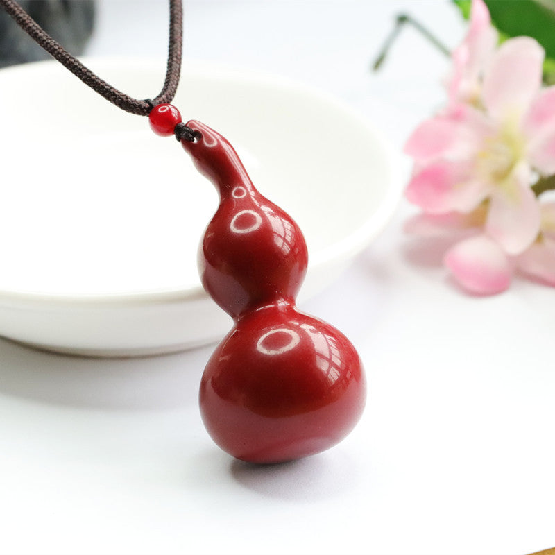 Elegant Purple Gold Sand Gourd Pendant with Cinnabar Stone