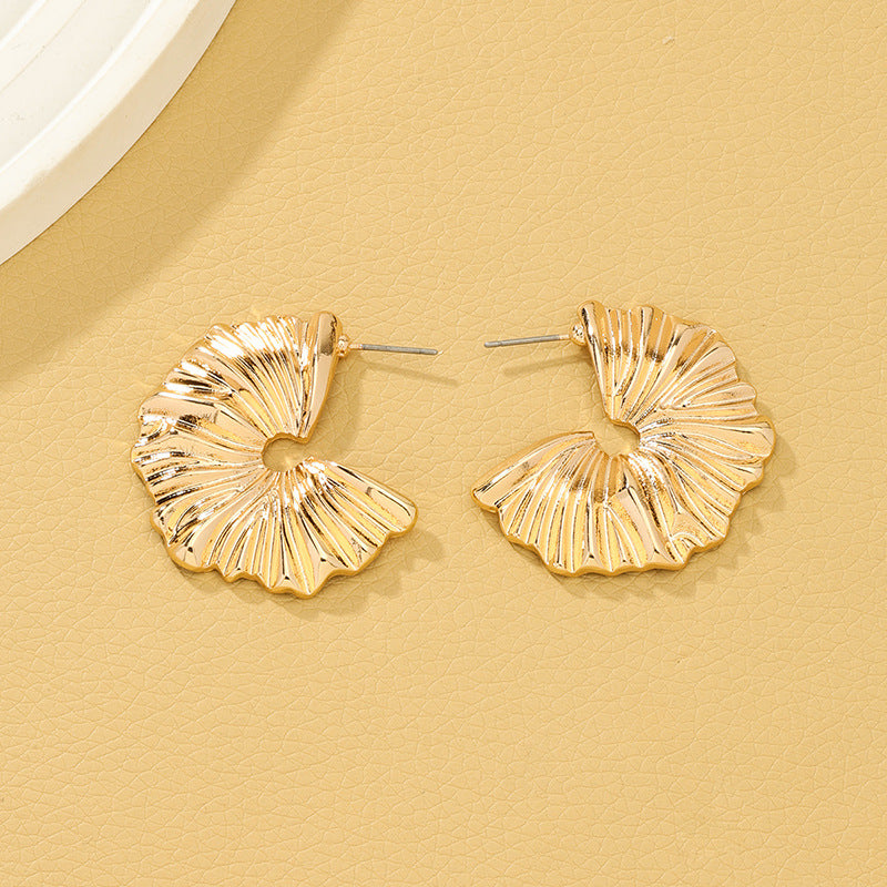 Floral Metal Textured Earrings - Elegant Vienna Verve Collection