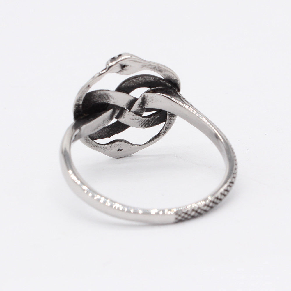 Entangled Double Ouroboros Snakes Titanium Steel Ring for Men