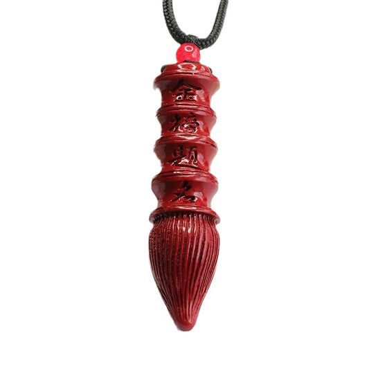 Purple Gold Vermilion Sand Brush Pendant with Cinnabar Stone