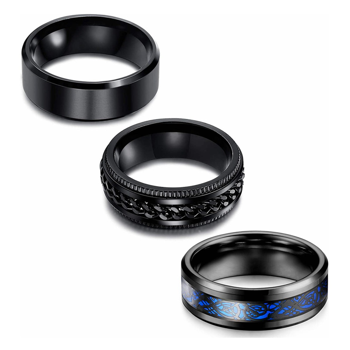 Rotating Titanium Steel Ring Set - Stylish Men's Jewelry Collection