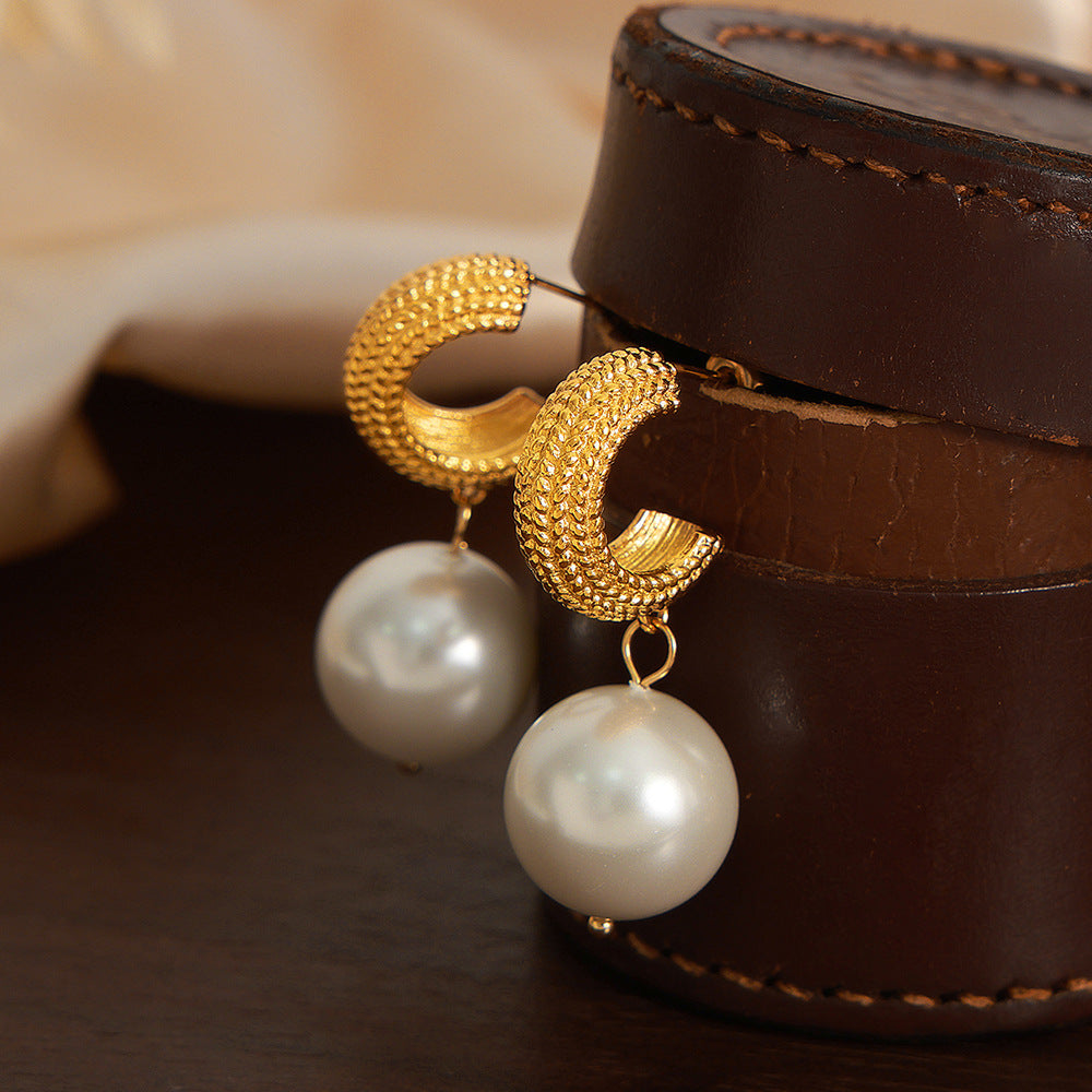 Vintage Glamour Imitation Pearl Drop Earrings by Planderful