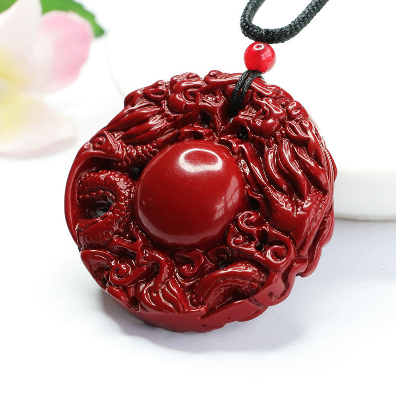 Cinnabar Pendant Double Dragon Brand Pendant Jewelry