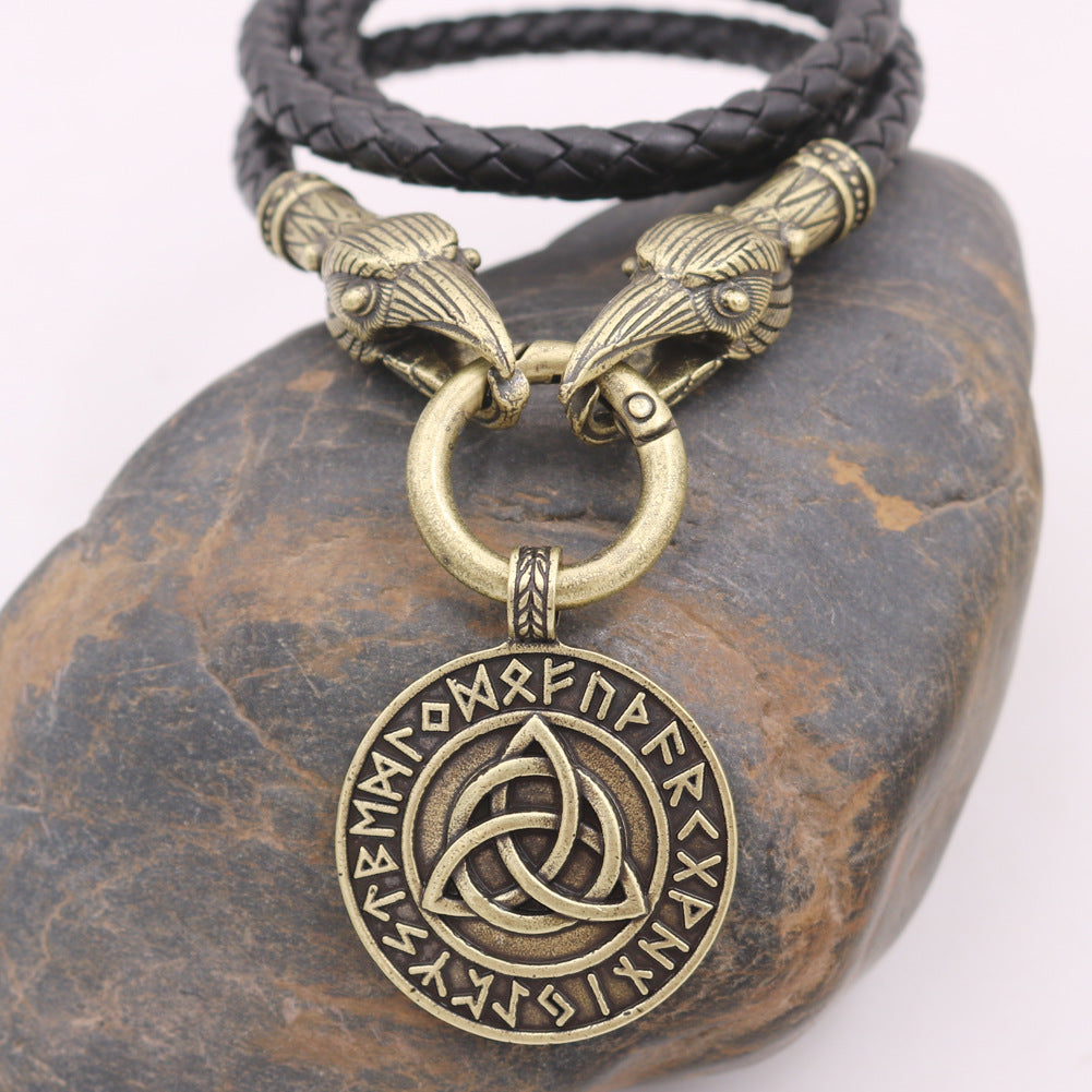 Norse Legacy Viking Trinity Pendant Necklace for Men - Metal Talisman Jewelry Piece