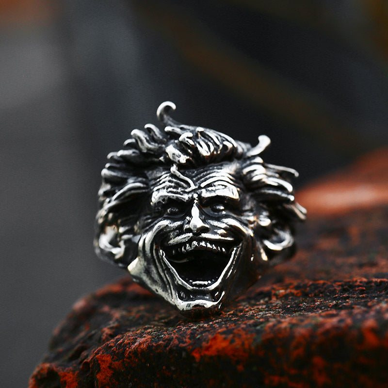 Vintage-Inspired Titanium Steel Men's Ring - Wholesale Retro Character Jewelry