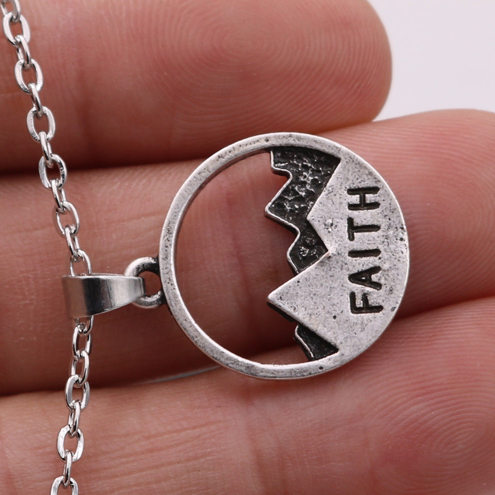 FAITH Metal Pendant Necklace with O-shaped Chain Detail for Men - Wholesale Manufacturer Direct Supply