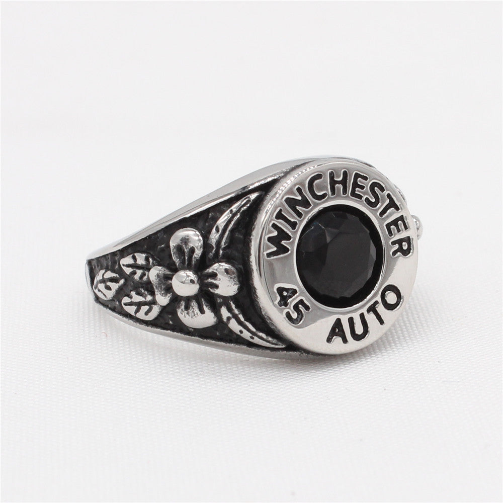 Retro Rose Zircon Men's Titanium Ring from Planderful Collection