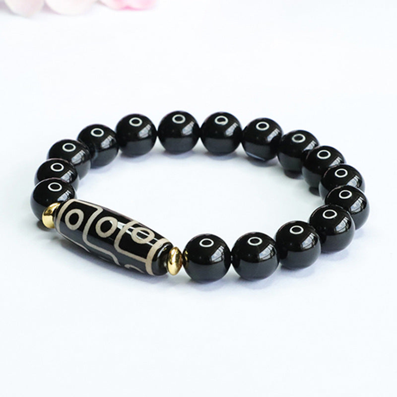 Fortune's Favor Sterling Silver Black Agate Beaded Bracelet