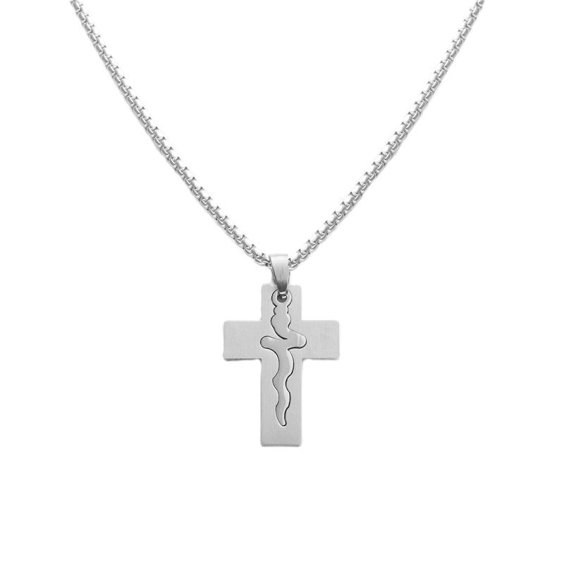 Personalized Retro Titanium Steel Cross Pendant Necklace for Trendy Men