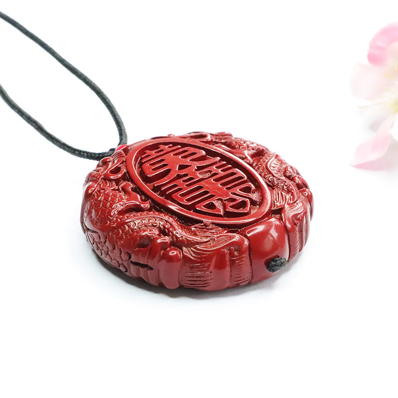 Double Pixiu Sterling Silver Cinnabar Stone Pendant