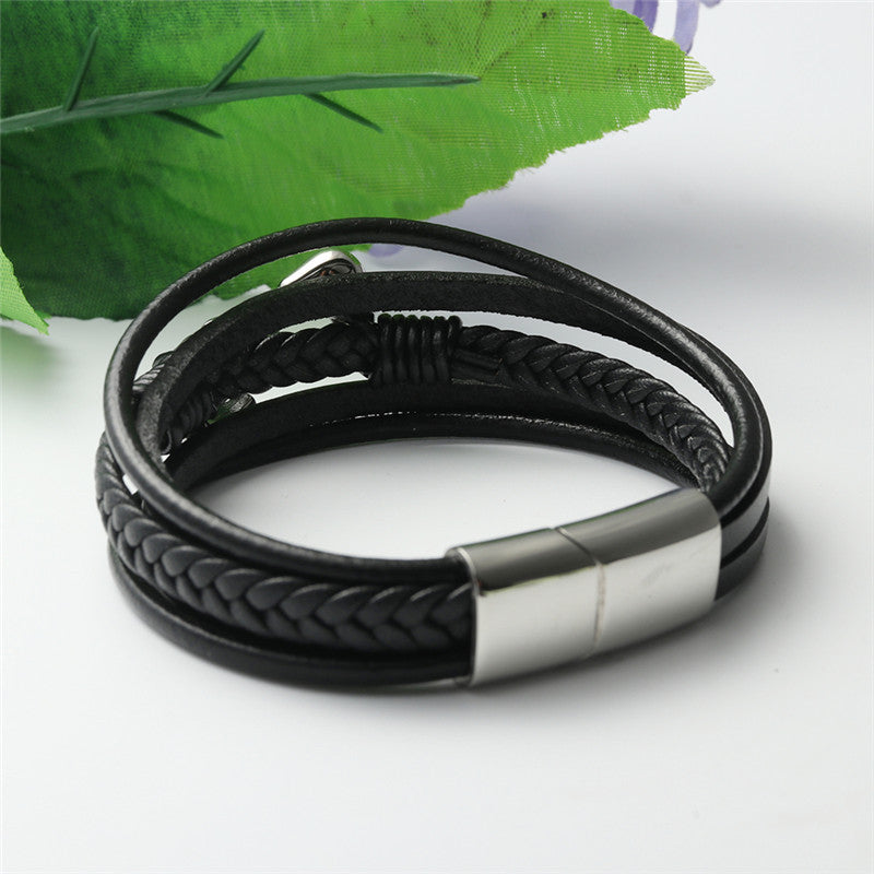 Titanium Steel S-Shaped Snake Bracelet - Personalized Punk Leather Accessory for Men