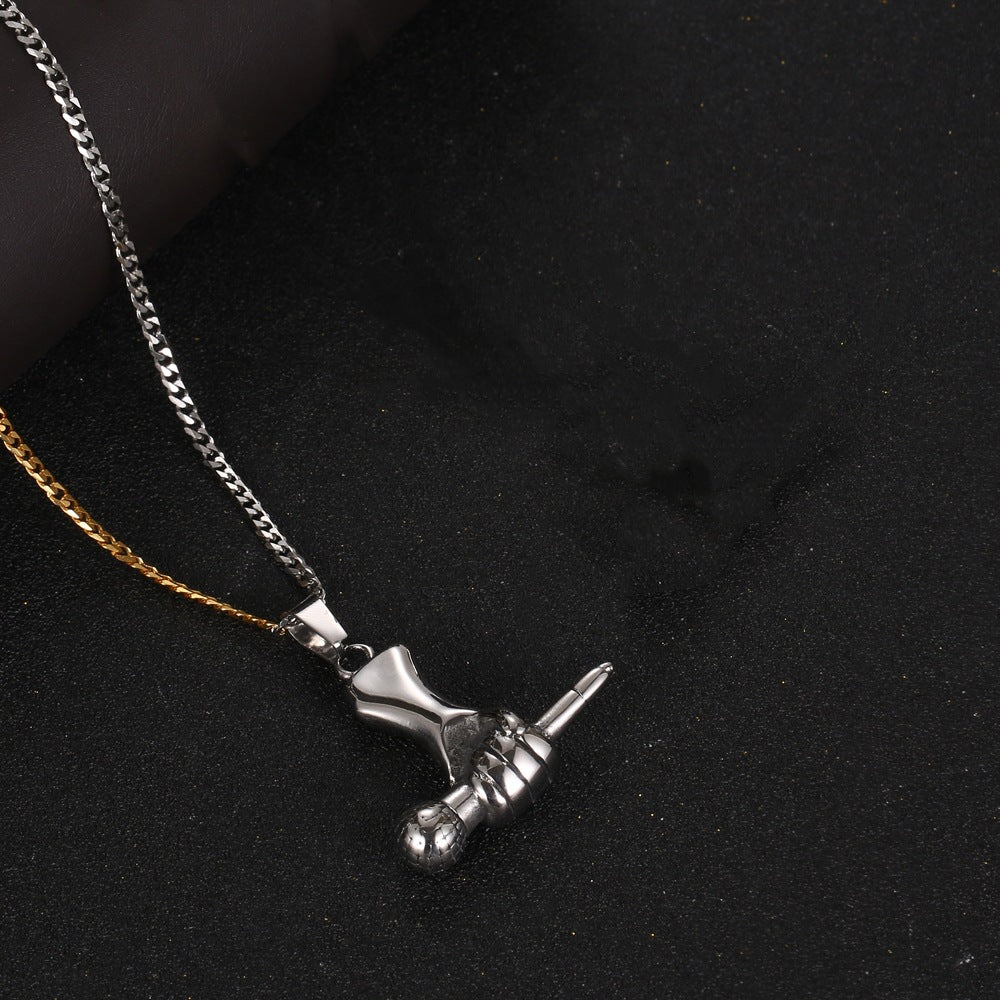 Trendy Titanium Steel Necklace with Retro Microphone Pendant for Men