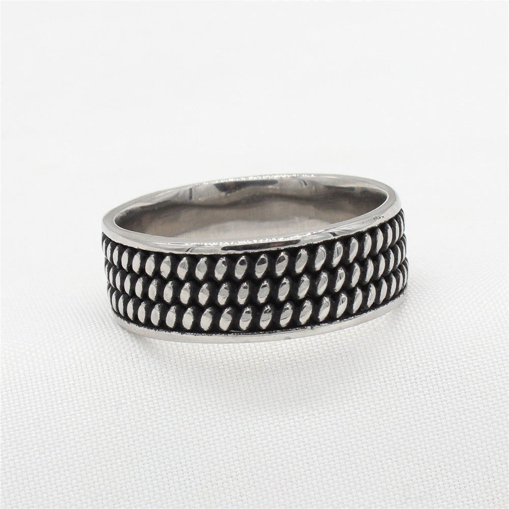 Personalized Retro Titanium Steel Men's Ring - European and American Style Wholesale Jewelry