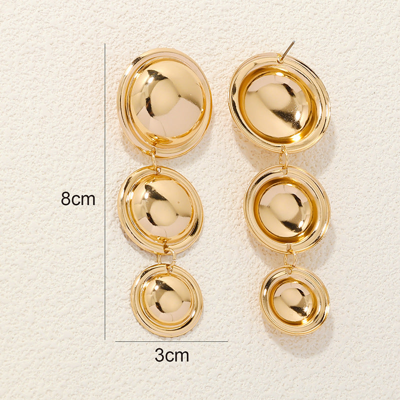 Chic Metal Triple Circle Earrings - Vienna Verve Collection