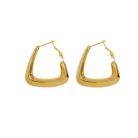 Geometric Triangle Spring Earrings in 18k Gold Plated Titanium Steel