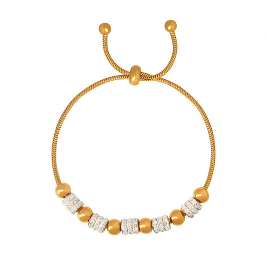 Elegant Korean-inspired Zircon Beaded Bracelet in Light Luxury Style