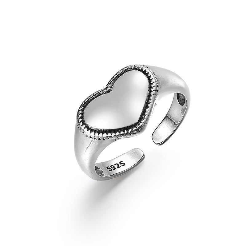 Heart Shape Opening Sterling Silver Ring