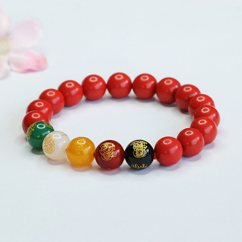 Red Sand and Agate God of Wealth Bracelet