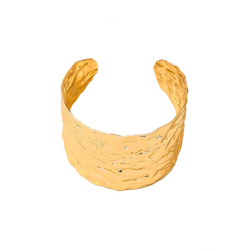 Extravagant Wide Bracelet with Irregular Folds for Fashion-Forward Women