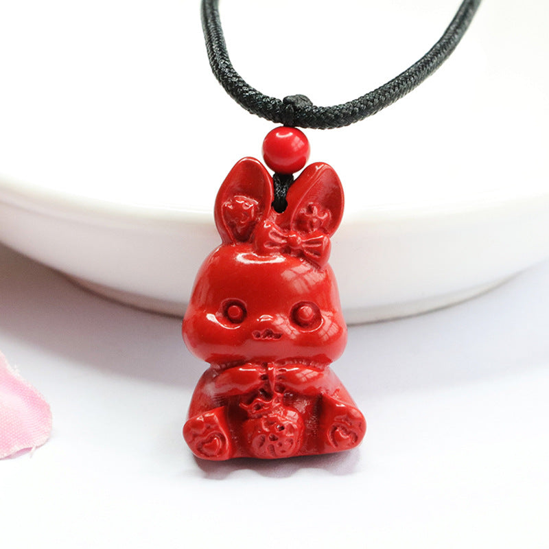 Red Sand Cinnabar Pendant, Zodiac Rabbit Pendant Jewelry