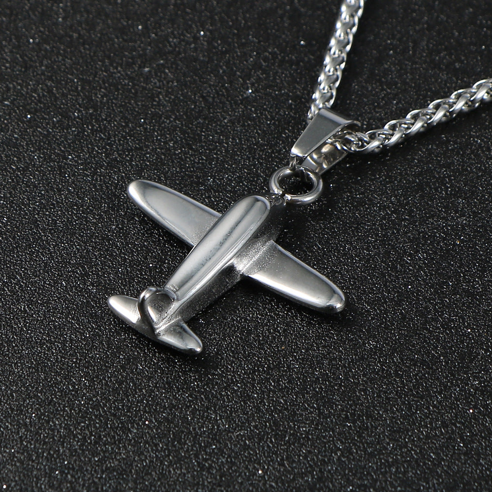 P51 Mustang Fighter Titanium Steel Necklace for Men - Aviation-Inspired Stainless Steel Pendant