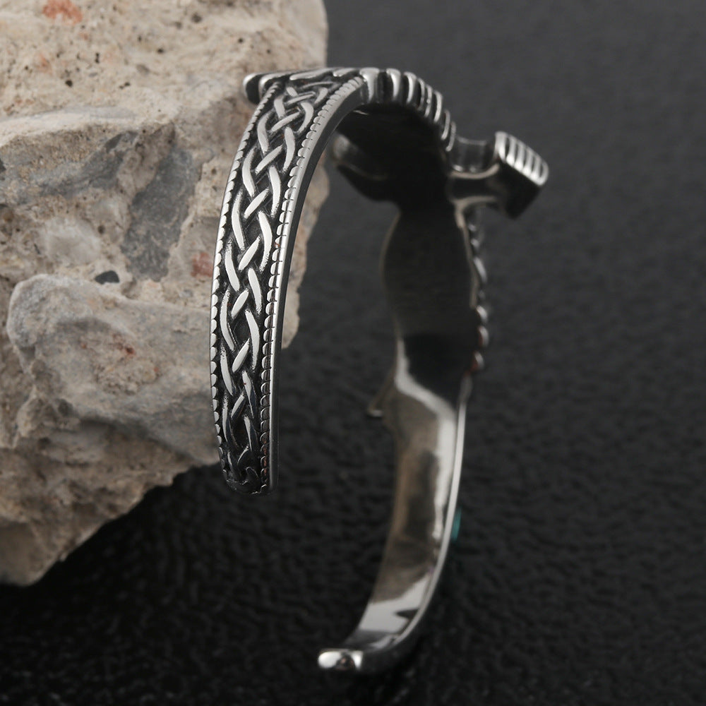 Titanium Steel Eagle Woven Bracelet for Men - Trendy Open Design